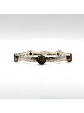 925 Sterling Silver Itaor Italy Bangle Bracelet Hammered Textured Italian